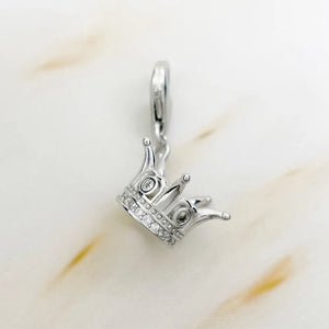 Heart Crown Pendant 925 Sterling Silver for Bracelet Necklace Gift