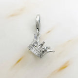 Heart Crown Pendant 925 Sterling Silver for Bracelet Necklace Gift