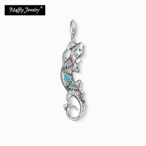 Lizard Charm Pendant 925 Sterling Silver Colorful Stones Bracelets Necklace