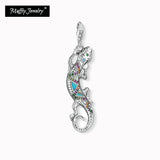 Lizard Charm Pendant 925 Sterling Silver Colorful Stones Bracelets Necklace
