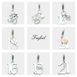 Lucky Number Charms Pendant 925 Sterling Silver Jewelry Fit Bracelet Gift