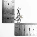 Lucky Number 50 Pendant w/ Pearl 925 Sterling Silver Zirconia Fine Jewelry