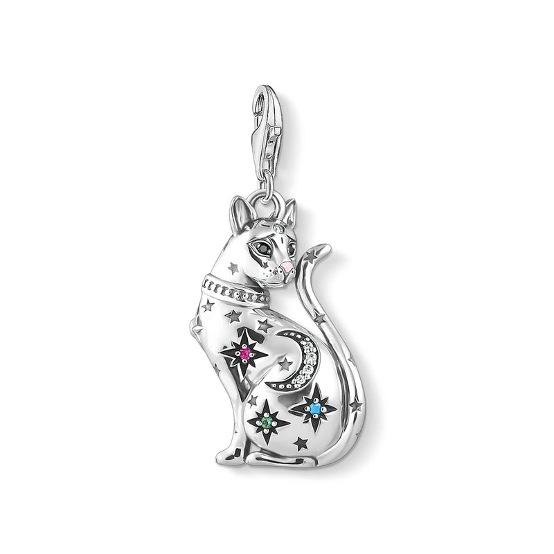 Magic Cat 925 Sterling Silver Charms Pendant Golden Fit Bracelet Necklace