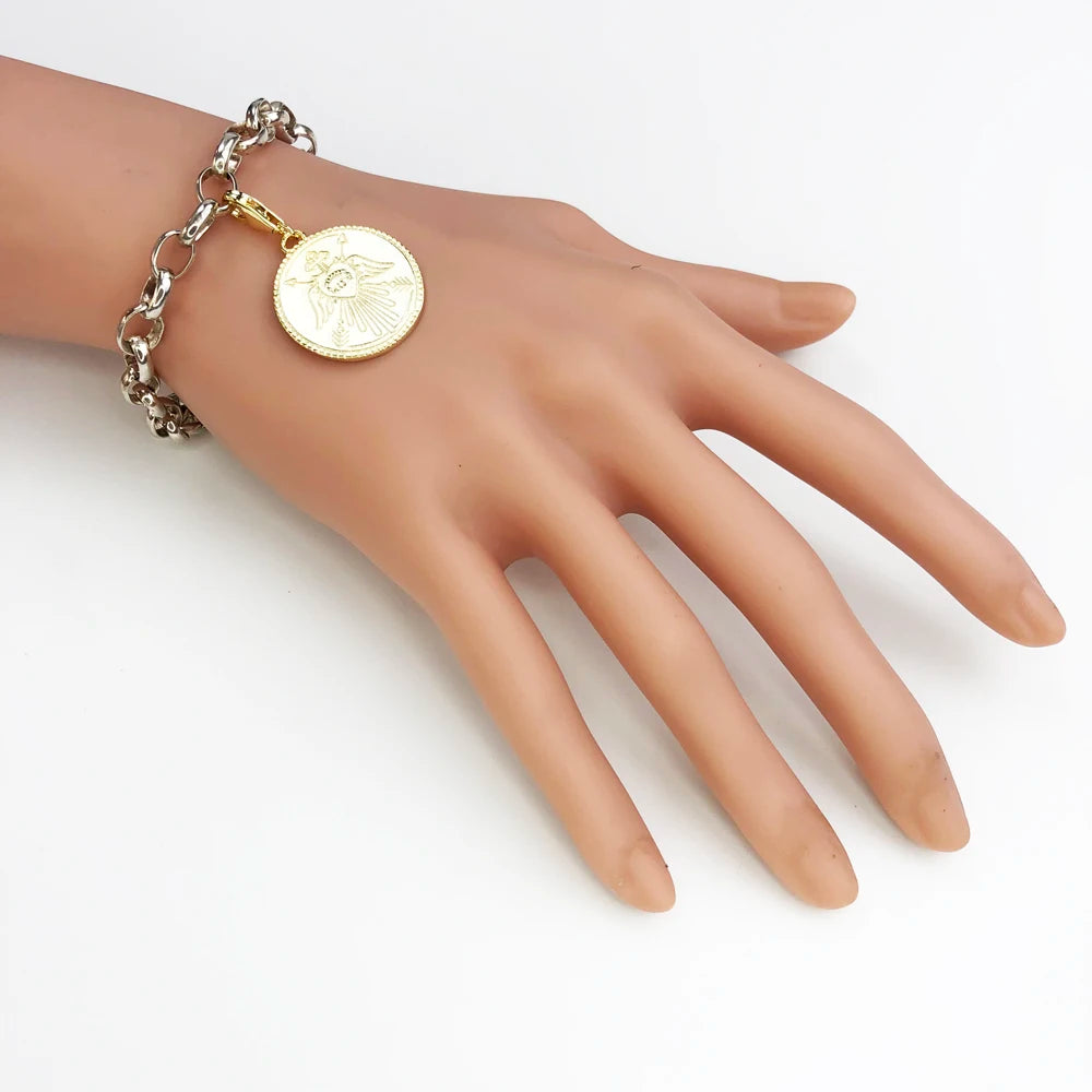 Magical Coin Golden 925 Sterling Silver Charm Pendant Jewelry
