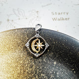 925 Sterling Silver Moveable Moon & Star Pendant