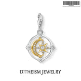 925 Sterling Silver Moveable Moon & Star Pendant