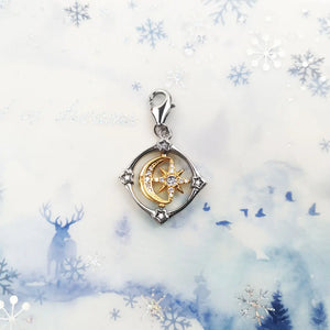925 Sterling Silver Moveable Moon & Star Pendant