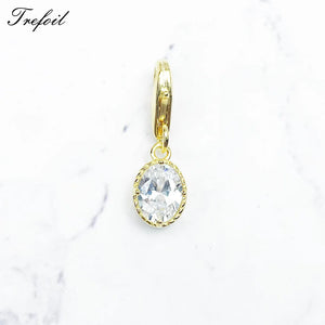 Crystal Golden Oval Pendant in 925 Sterling Silver Women's Jewelry
