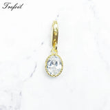 Crystal Golden Oval Pendant in 925 Sterling Silver Women's Jewelry