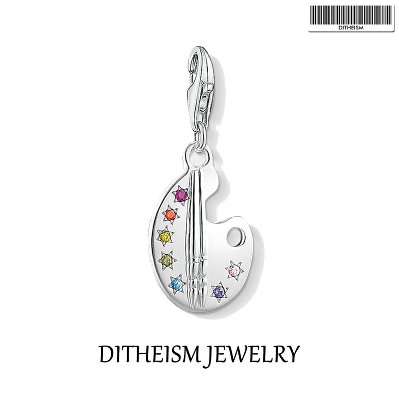 Painter's Palette Charm 925 Sterling Silver Bracelet Necklace Jewelry Gift