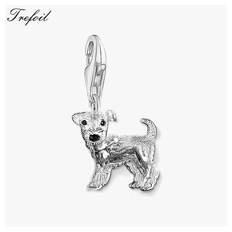 Puppy Dog Charm Pendant 925 Sterling Silver Jewelry for Bracelet Necklace