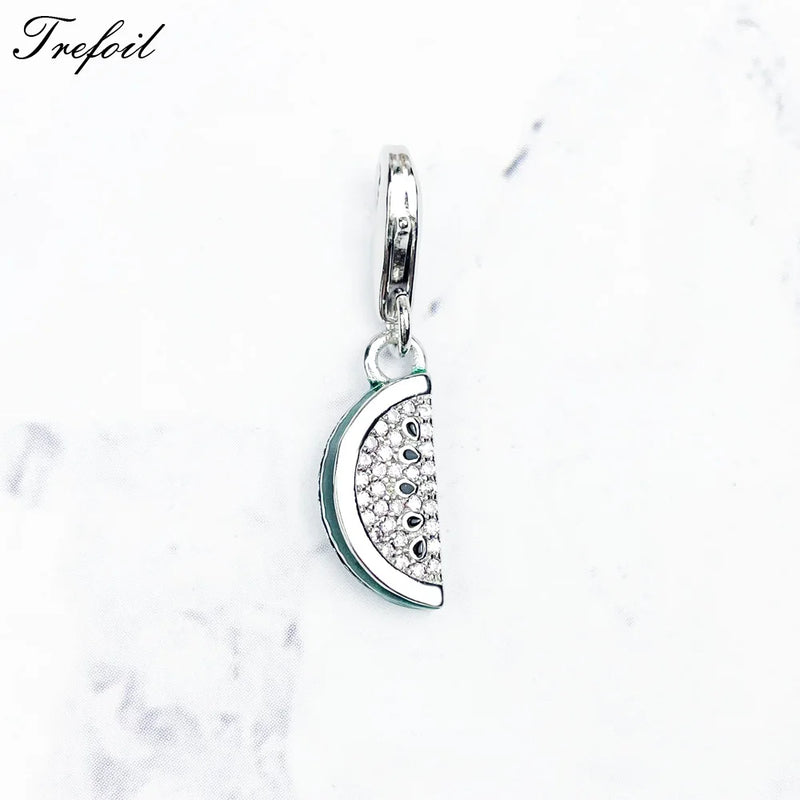 Watermelon Charms Pendant 925 Sterling Silver Bracelet Necklace DIY Gift