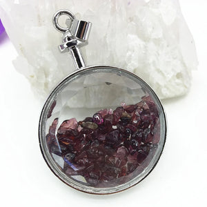 Glass Red Crystal Stone Chip Pendant for Women DIY Necklace Jewelry