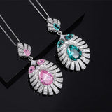 Pink Stone Emerald Water Droplet Banana Leaf Pendant