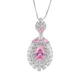Pink Stone Emerald Water Droplet Banana Leaf Pendant