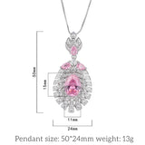 Pink Stone Emerald Water Droplet Banana Leaf Pendant