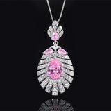 Pink Stone Emerald Water Droplet Banana Leaf Pendant