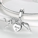 Silver 925 Love Heart Snake Dangle Fit Bracelet Charms