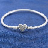 925 Sterling Silver Heart A Letter Cuff Chain Bracelet