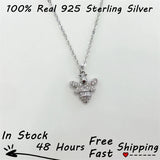 925 Sterling Silver Honey-Bee Zircon Pendant Necklace Anime Collar