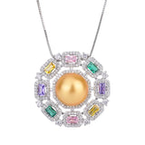 Crystal Solar Flower High Ring Pendant Necklace for Women