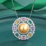 Crystal Solar Flower High Ring Pendant Necklace for Women