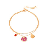 Heart Zirconia Bracelets Layered Chains Jewelry
