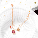 Heart Zirconia Bracelets Layered Chains Jewelry
