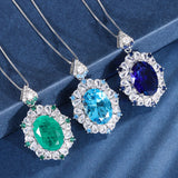 Sapphire Stone Water Droplets Pendant Necklace Women Jewelry