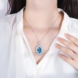 Sapphire Stone Water Droplets Pendant Necklace Women Jewelry