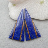 Lapis lazuli & Tiger-Eye Intarsia Earrings Bead Set