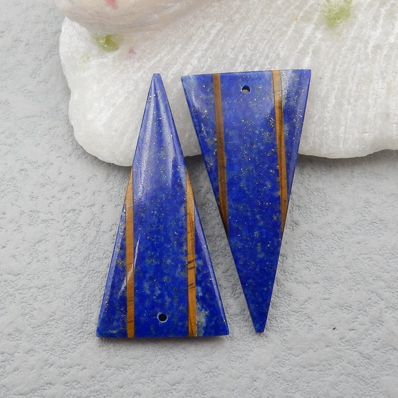 Lapis lazuli & Tiger-Eye Intarsia Earrings Bead Set