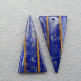 Lapis lazuli & Tiger-Eye Intarsia Earrings Bead Set