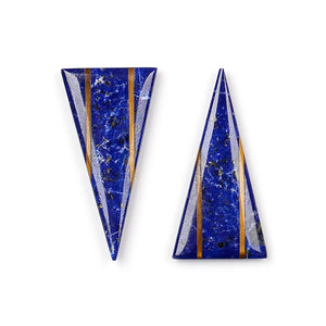 Lapis lazuli & Tiger-Eye Intarsia Earrings Bead Set