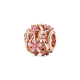 Silver 925 Beads for Jewelry Making Rose Pink Daisy Glass Beads