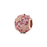Silver 925 Beads for Jewelry Making Rose Pink Daisy Glass Beads