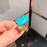 Geometry Fusion Stone Big Ring Women Green Tourmaline Party Jewelry