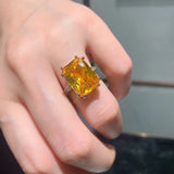 Geometry Fusion Stone Big Ring Women Green Tourmaline Party Jewelry