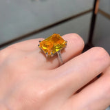 Geometry Fusion Stone Big Ring Women Green Tourmaline Party Jewelry