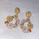 Vintage Daisy Flowers Stud Earrings Zircon Jewelry