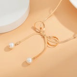 Pearl Tie Bow-Knot Choker Necklace for Women Wedding