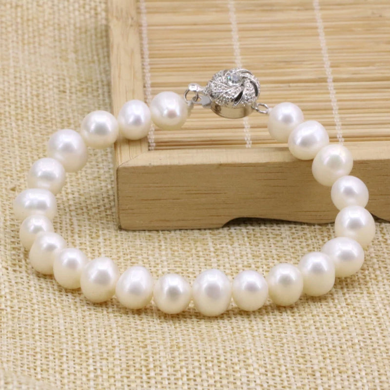 Women's Pearl Beads Bangle Bracelet High Jewelry