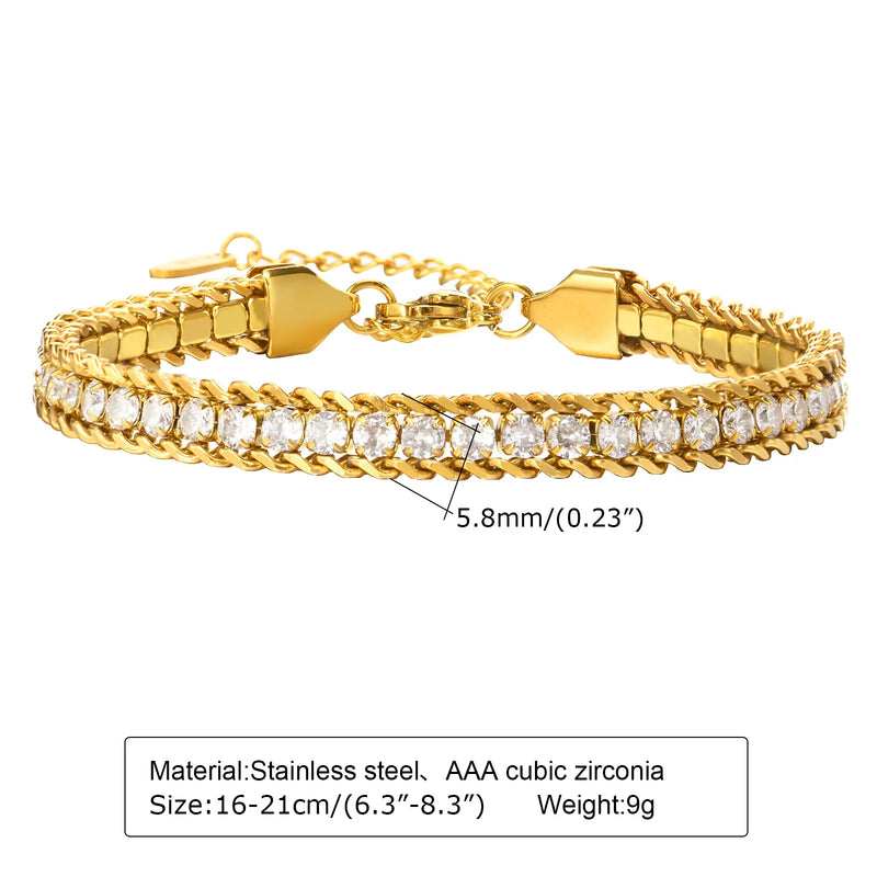 CZ Tennis Bracelet for Women, Cubic Zirconia Chain Bangle