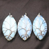 Tree of Life Wire Wrap Drop Pendant Sri Lanka Opal Moonstone Stone Pendants