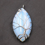 Tree of Life Wire Wrap Drop Pendant Sri Lanka Opal Moonstone Stone Pendants