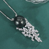 Fritillary Pearl Pendant Crystal Chain Necklace Women's Jewelry