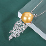 Fritillary Pearl Pendant Crystal Chain Necklace Women's Jewelry
