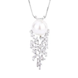 Fritillary Pearl Pendant Crystal Chain Necklace Women's Jewelry