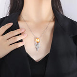Fritillary Pearl Pendant Crystal Chain Necklace Women's Jewelry