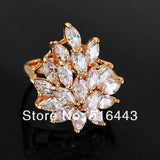 Leaf Rings for Women A961 - Big CZ 18K Plated Engagement Wedding